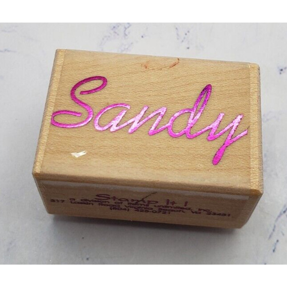 Stylish Sandy Stamp It Small Wood Mounted Rubber Stamp B1252 - Picture 1 of 7